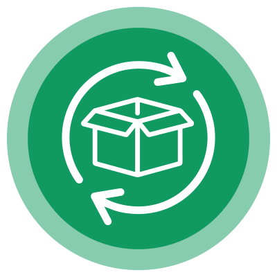 Shipping box with returning arrows icon