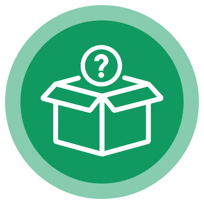 Shipping box with question mark icon