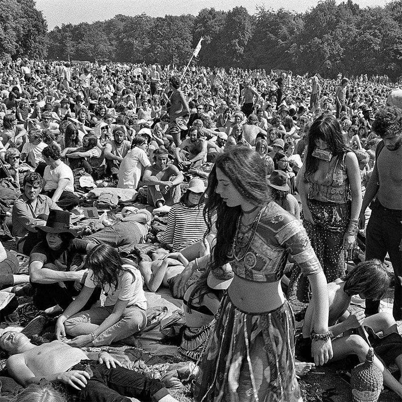 Massive crowd at Holland Pop Festival in the Kralingse Bos back in1970